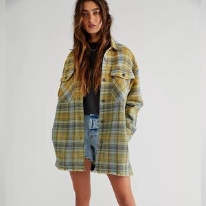 FP We The Free 100% Cotton Anelli Plaid Shirt Jacket, Sz XS